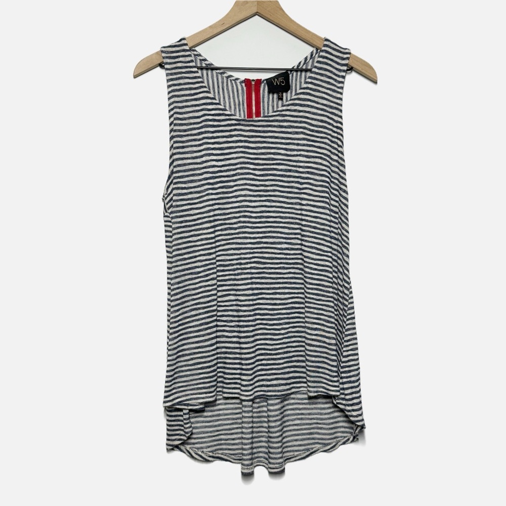 W5 striped tunic length tank top  lightweight knit material boho flowy XL